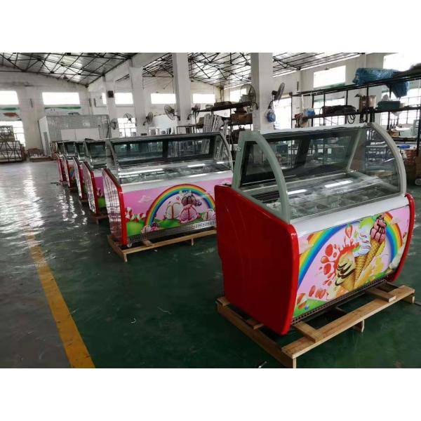 одиночная витрина замораживателя дисплея мороженого строки 10Pans со светлым внутрь