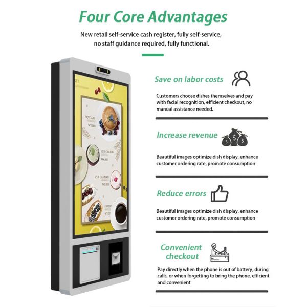 23.6 Inch Android Touch Screen  Wall Mounted Management System Supermarket Self-Checkout System