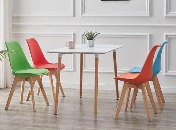 Nordic Plastic Wooden Dining Chairs Seat Yellow Tulip Dining Chairs