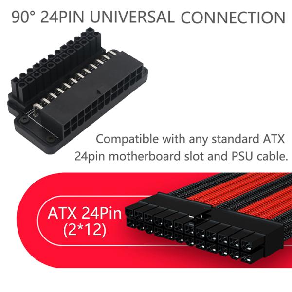 ATX 24Pin Female To 24pin Male 90 Degree Power Adapter