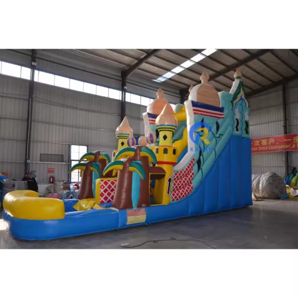 Commercial Inflatable Water Slide Large Size 5-10 Passengers Palm Tree Slide with Pool