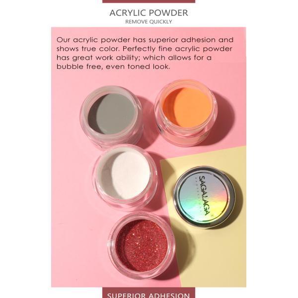 Private Label Glitter Color Acrylic Nail Powder 2 in 1 for Nail Salon Manicure Excellent Nail Art Effect Certificate MSDS