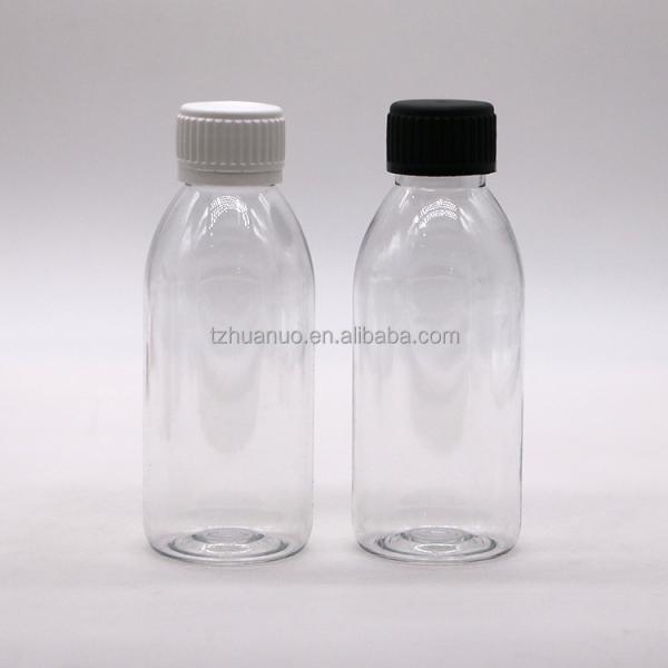 150ml PET Oval Amber Prescription Pharmacy Liquid Medicine Scaled Container with Lid