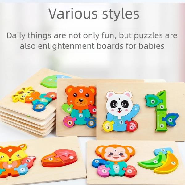 Wooden 3D Wholesale Customized Animal Food Chain Early Education Puzzle