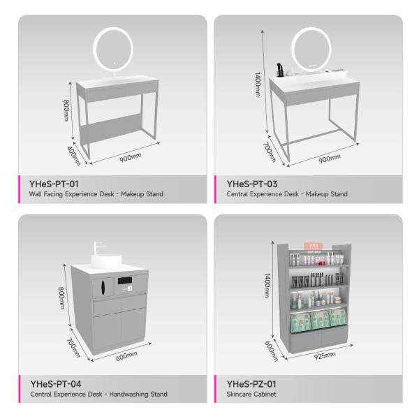 Gray Iron & Wooden Beauty Store Display Cabinet  With Light-box For Skincare Shop Design And Retail Store Decoration