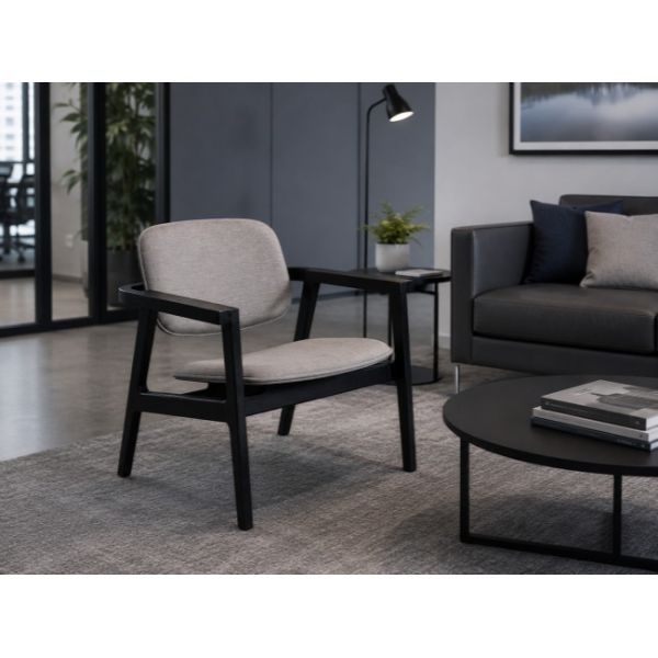 Ash Wood Commercial Lounge Accent Chair Fabric Cushion For Hotel Office