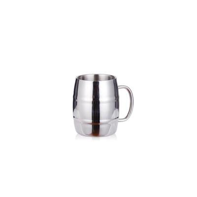 450ml SS beer mug double wall metal with handle mirror surface
