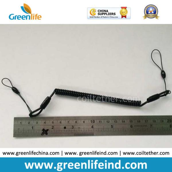 Plastic Black Slim Spring Clip Coil Key Retainer
