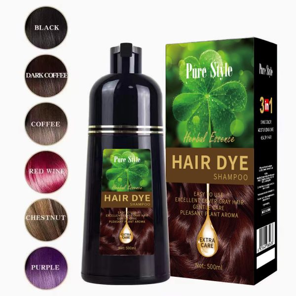 Shampoo Colorant Cheveux à Domicile 500ml pour Cheveux Blancs Gris Noir Olive