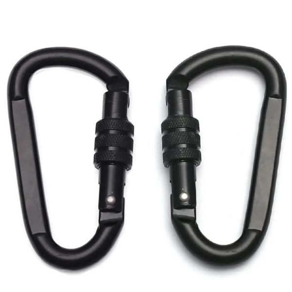 Polished Finish D Hook Aluminum Carabiner for Hammock in Black OEM Accepted