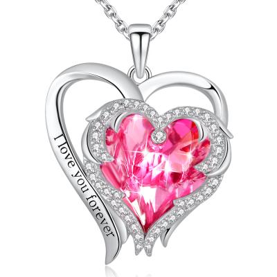 0.9x1.18in 0.22oz Love Heart Pendant Necklace SGS Trendy Crystal Heart Pendant