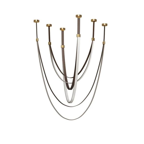 Dimmable LED Fexible Brown Black Leather Belt Chandelier (WH-NC-132)
