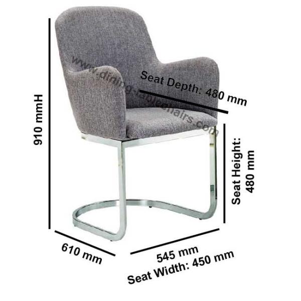 Обитая ткань покрытой хромом обедающ стул отдыха стула гостиной стула