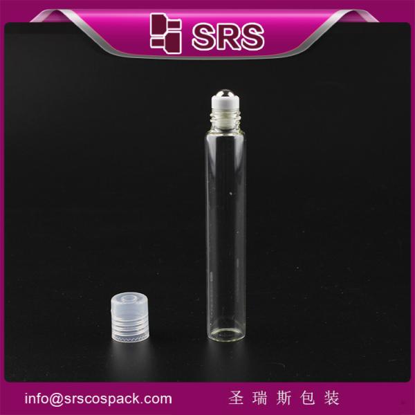 SRS wholesale transparent 10ml glass roll-on bottle with stainless steel roller and PP cap