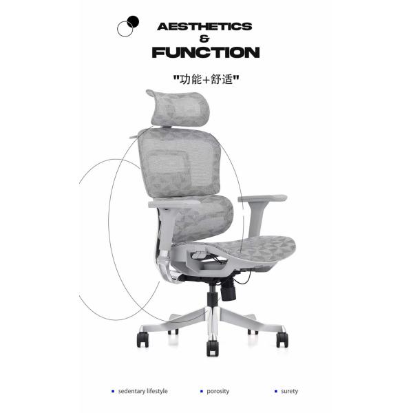 Customizable Ergonomic Office Executive Chair Aluminium Base Modern Fabric Mesh Office Chair