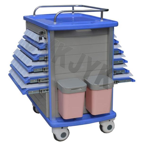 ABS  Medicine Trolley with double side drawers medical trolley cart 