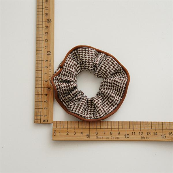 Autumn winter claved fabric houndstooth bird lattice hair band headdress Japanese Korean women's headtie rope