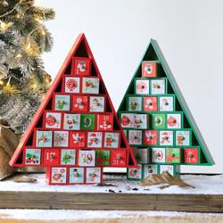 Calendário que conta a caixa de presente decorativa da casa de madeira do Natal da caixa de armazenamento