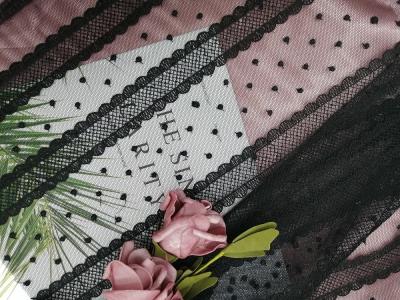 Dot Line Tulle Mesh Embroidered preto ata a tela para a matéria têxtil da casa
