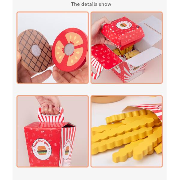 Wooden Burger Fries Baby Developmental Toys Children'S Toy Kitchen Food Set