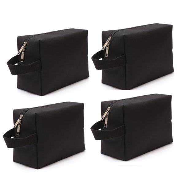 Canvas Waterproof Toiletry Bag For Women Water Resistant Black Color 4 Packs