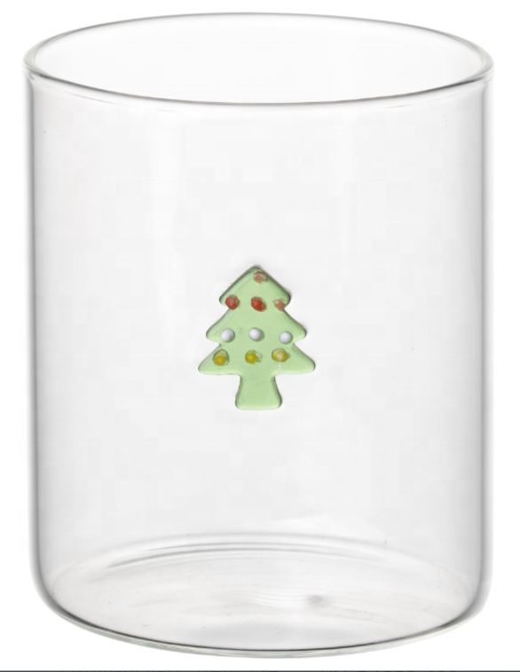 Christmas Gift Cute Borosilicate Glass Mug Round Shape Drinking Glass Cup Multifunctional