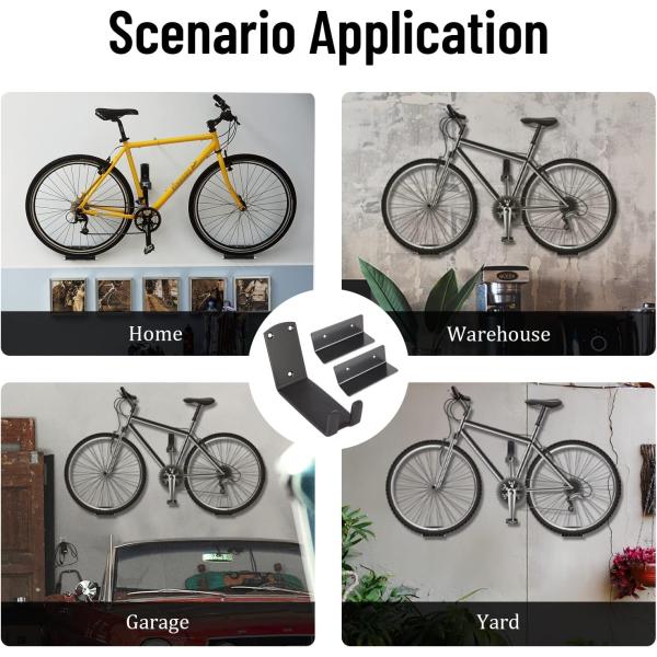 Metal Steel Bracket Bike Wall Mount for Standard Bikes in Indoor or Garage Storage