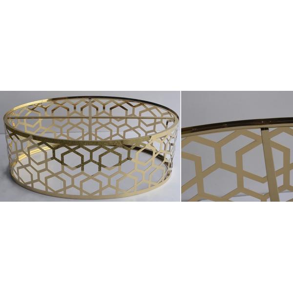 Luxury Oval Coffee Table Stainless Stain frame Artificial Marble Top for Living Room