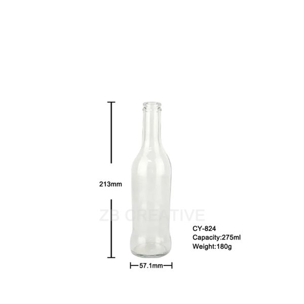 275ml Flint RTD Empty Glass Soda Bottles Crown Top 180g CY-824