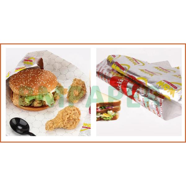 Papel de aluminio plateado de grado alimenticio de 56g 70g para envolver hamburguesas 760mm