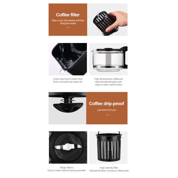 American Home Coffee Machine 600ml 900W Ground Steaming