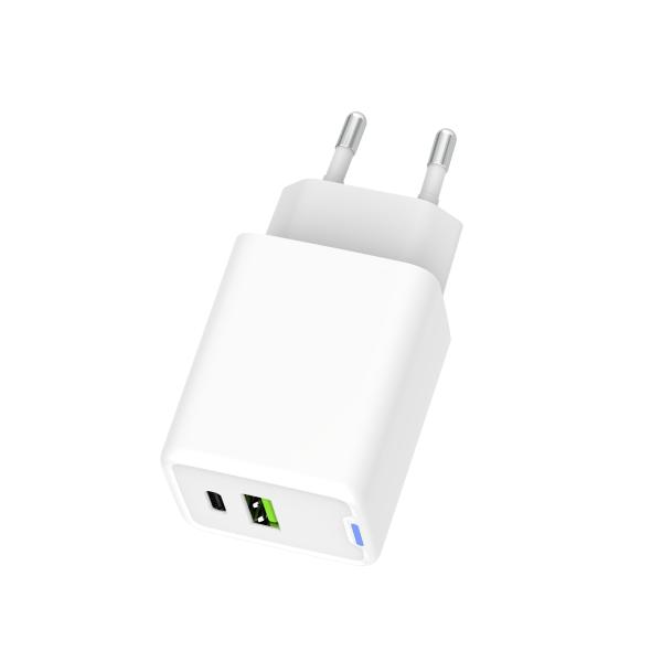 EU Plug Dual port USB A con tipo C Negro GaN Cargador USB 45W USB A con luz Cargador de pared Cargador rápido tipo C