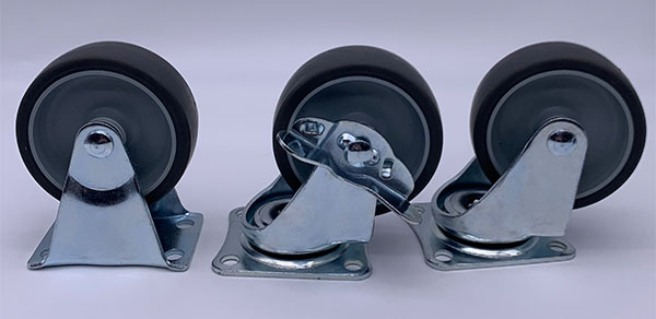 Простые нося колеса рицинуса серого цвета резиновые твердые на дюйм 65mm мебели 2,5