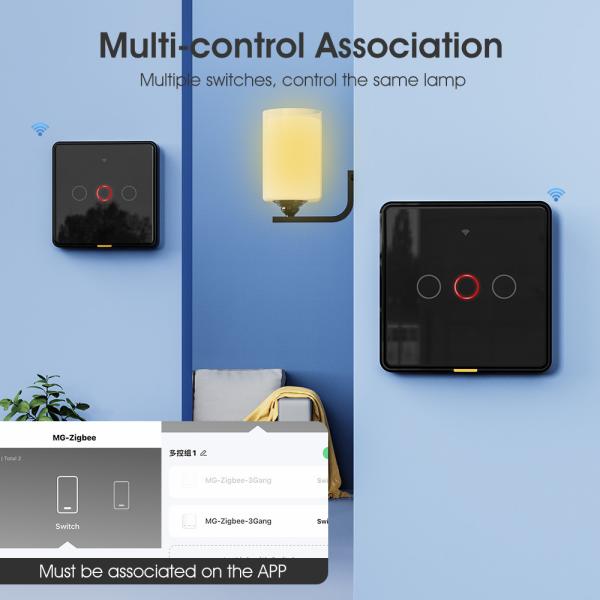 Tuya Zigbee switch No Neutral Wire100-250v Voice App Alexa Google Home No Capacitor Required Smart Home Light Touch EU Switch