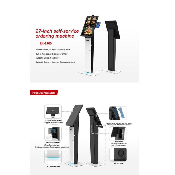 27 Inch Touchscreen Self-Service Ordering Machine for Restaurants and Retail