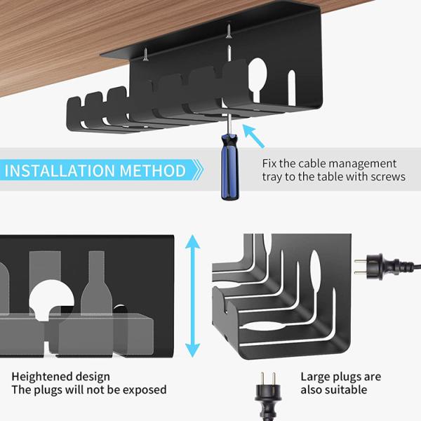 Electric Wire Cable Duct Systems Organize Cables with Under Desk Cable Management Tray
