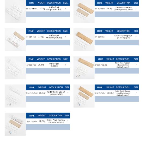 Individually Wrapped Food Grade Disposable Cutlery Biodegradable Transparent