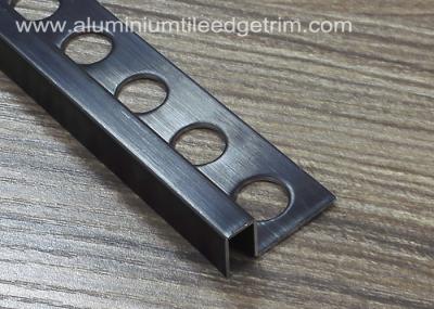 Brushed Stainless Steel Tile Trim Edging Black Square Shape 10mm For Corner Joint
