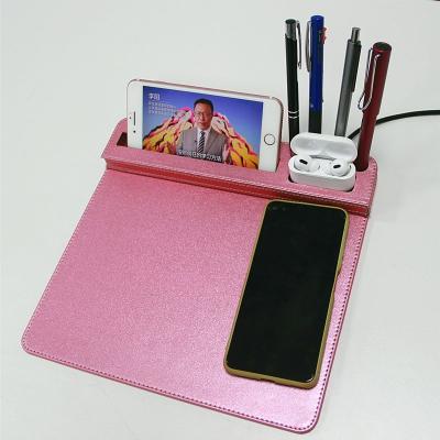tapete do rato de carregamento sem fio ultraportable com Pen Holder 10W de pouco peso