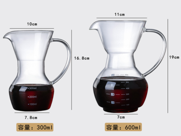 Eco - Friendly Glass Pour Over Coffee Maker Carafe Coffee Dripper Brewer Pot With Borosilicate Glass
