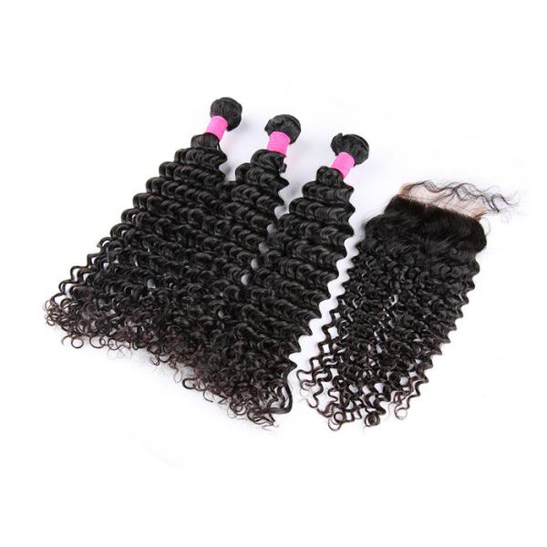 6A Unprocessed Virgin Human Hair Deep Wave Natural Black 1b# , Avoid Shedding