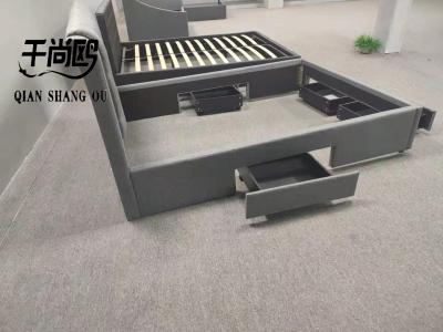 Extra Large Cotton Upholstered Bed With Drawers Simple Customized