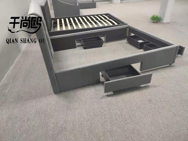 Extra Large Cotton Upholstered Bed With Drawers Simple Customized