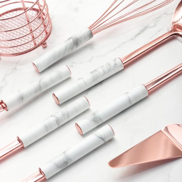 7 Pcs Cooking Utensils Set Stainless Steel Heat Resistant Rose Gold Kitchen Accessories