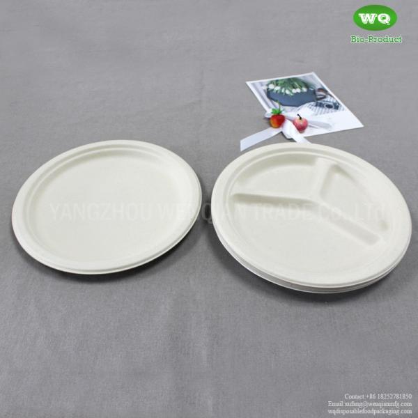 2022 Best Sell  Eco-Friendly Sugarcane 3-Compartments Plate Heavy-Duty Takeaway Plates Natural Plant Fiber Prodcut