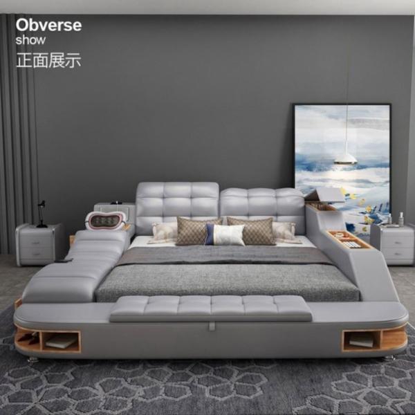 Leather Luxury Bedroom Sets Tufted Upholstered Bed Modern Design