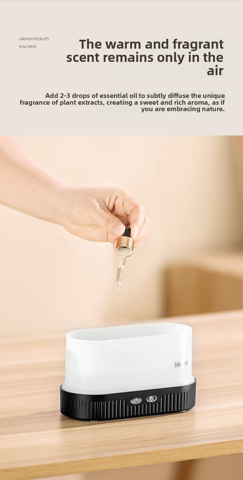 Essential Oil Flame Aromatherapy Diffuser USB Powered With LED Flame Light OEM Size