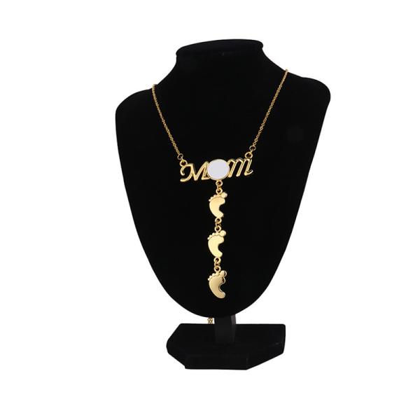 Collier Fête des Mères Maman Collier Sublimation Empreinte de Pied Collier Personnalisé Pour Maman Et Bébé