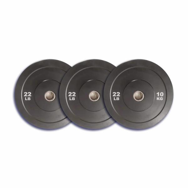 Cross Fitness Black Exercise Free Weight Weightlifting Rubber Bumper Plate