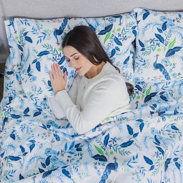 Super Soft Peacock Bed Sheets for Kids & Teens with Fitted Sheet, Flat Sheet & Pillowcase